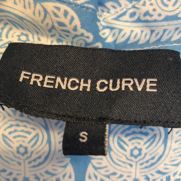 French Curve Button Up Womens Top Size Small Blue/White - Picture 7 of 10